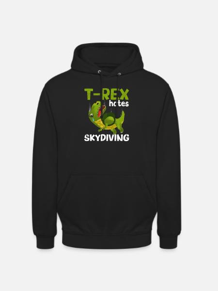 T-Rex hates skydiving Funny parachute - Unisex Hoodie - black