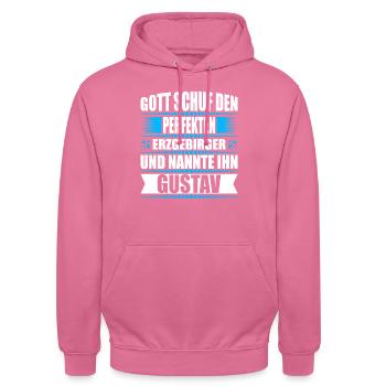 Erzgebirge Mann Namen Sachsen Gustav - Unisex Hoodie - Pink - Vorne - Alina (178cm) & Michal (187cm)
