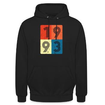 30th birthday born 1993 Retro Style Collage - Unisex Hoodie - black - Front - Alina (178cm) & Michal (187cm)