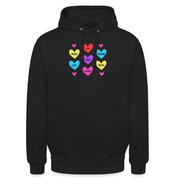 Valentine's Day Heart Candy Lovers Matching - Unisex Hoodie - black - Front - Alina (178cm) & Michal (187cm)