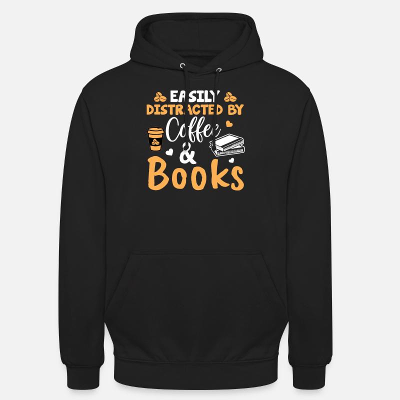Easily distracted coffee & books - Sweat-shirt à capuche unisexe - noir