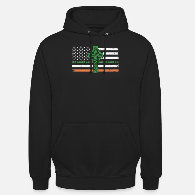 Drapeau irlando-américain Irlande Clover ST - Sweat-shirt à capuche unisexe - noir