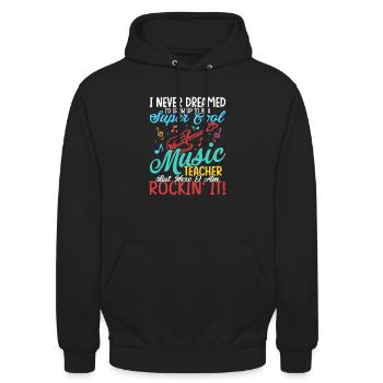 Be A Super Cool Music Teacher But Here I Am Rockin - Unisex Hoodie - black - Front - Alina (178cm) & Michal (187cm)