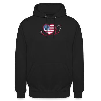 Krankenschwester für den Strafvollzug Thin Silver - Unisex Hoodie - Schwarz - Vorne - Alina (178cm) & Michal (187cm)