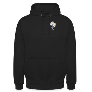 Blumenstrauß Patch Vintage Lover Blumen Gänseblümchen - Unisex Hoodie - Schwarz - Vorne - Alina (178cm) & Michal (187cm)