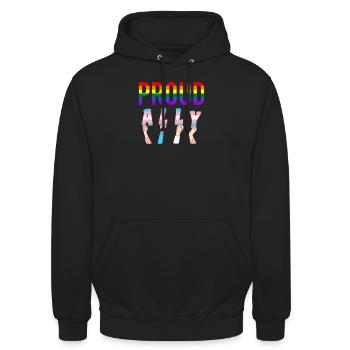 Fière Ally Pride LGBT Drapeau transgenre Gay Lesbienne - Sweat-shirt à capuche unisexe - noir - Devant - Alina (178cm) & Michal (187cm)