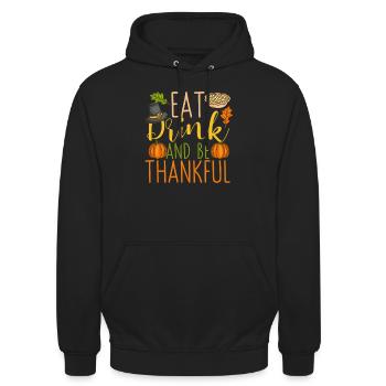 Manger, boire et être reconnaissant pour la luxure de Thanksgiving - Sweat-shirt à capuche unisexe - noir - Devant - Alina (178cm) & Michal (187cm)
