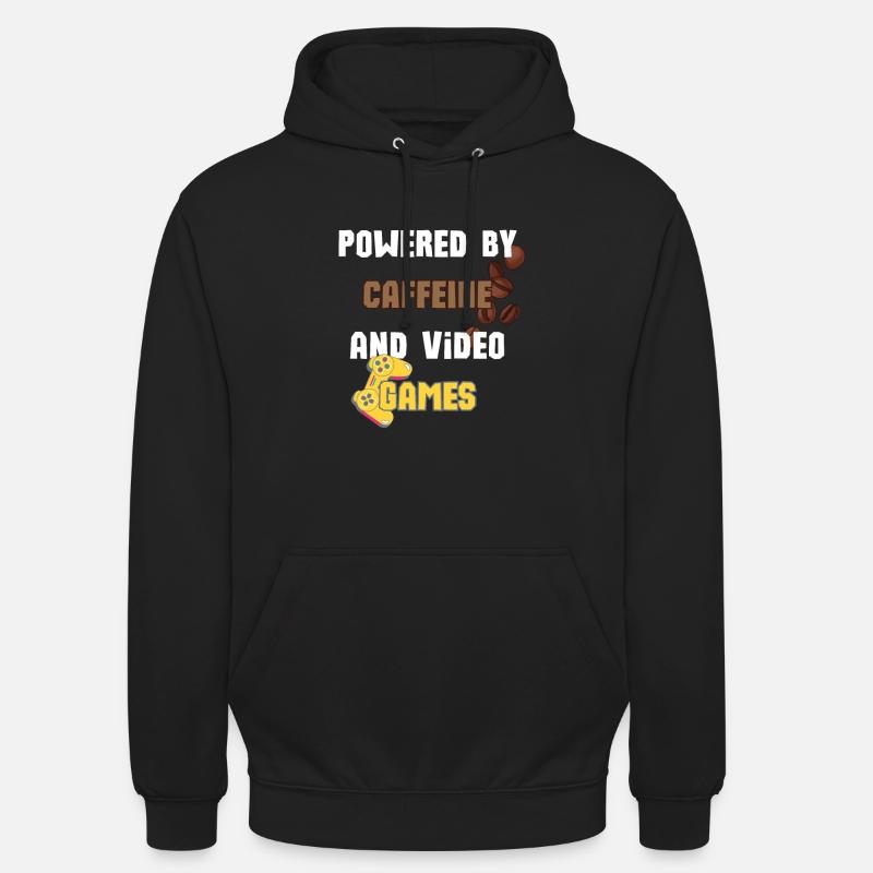 Propulsé par la caféine et les jeux vidéo - Sweat-shirt à capuche unisexe - noir