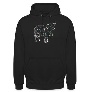 Kuh Weihnachtsbeleuchtung Schnee Liebhaber Familie - Unisex Hoodie - Schwarz - Vorne - Alina (178cm) & Michal (187cm)