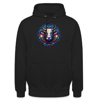 I love Cow and Stained Glass Art - Unisex Hoodie - black - Front - Alina (178cm) & Michal (187cm)