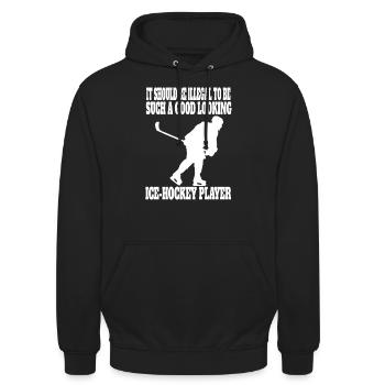 Eishockeyspieler Eishockey Hockeyfan Eishockeyteam - Unisex Hoodie - Schwarz - Vorne - Alina (178cm) & Michal (187cm)
