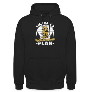 Ja, ich habe einen Ruhestandsplan Lustiger Segler - Unisex Hoodie - Schwarz - Vorne - Alina (178cm) & Michal (187cm)