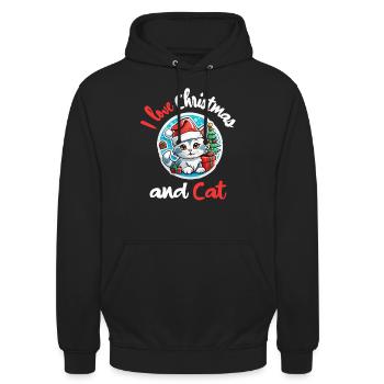 I Love Christmas and Cats - Christmas Cat - Unisex Hoodie - black - Front - Alina (178cm) & Michal (187cm)