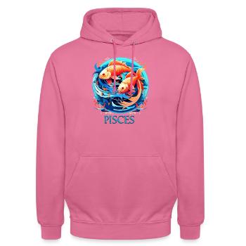 Portez votre signe du zodiaque astrologique avec fierté: Poissons - Sweat-shirt à capuche unisexe - rose - Devant - Alina (178cm) & Michal (187cm)