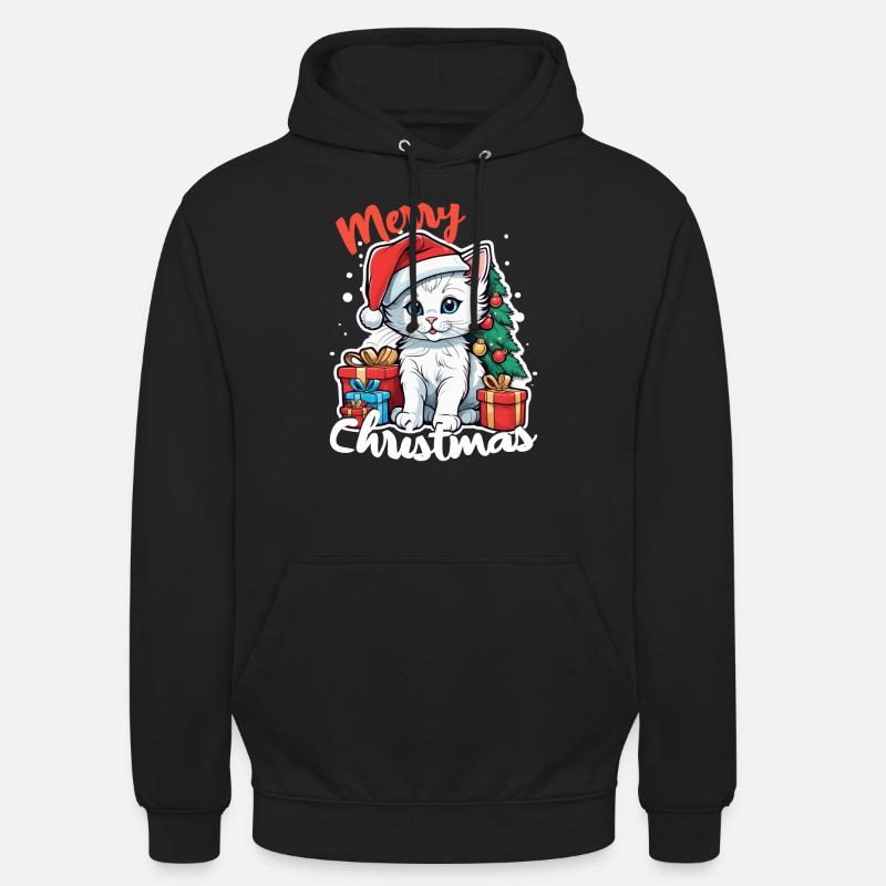 chat noel - joyeux noel - Sweat-shirt à capuche unisexe - noir