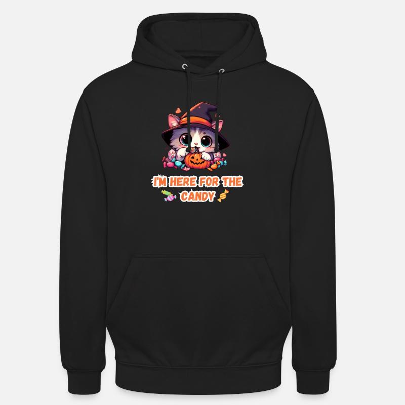 I'm here for the candy cute kitty - Unisex Hoodie - black