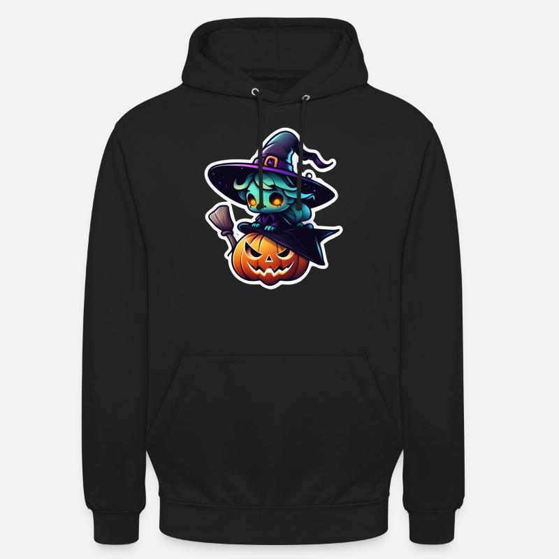 halloween - citrouille et sorciere - Sweat-shirt à capuche unisexe - noir