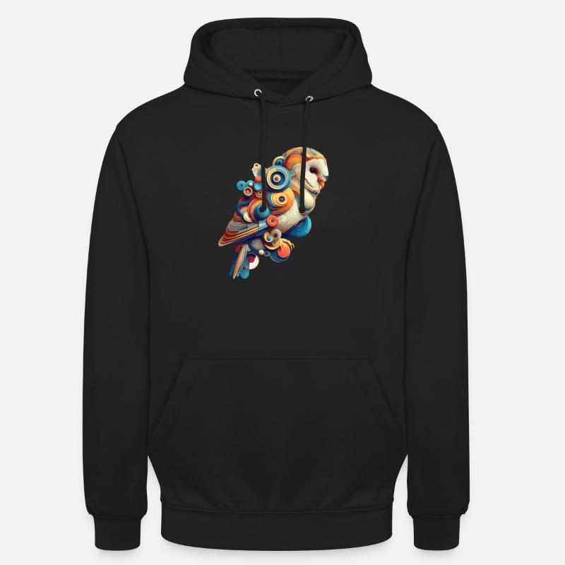 Bunte abstrakte Eule - Unisex Hoodie - Schwarz