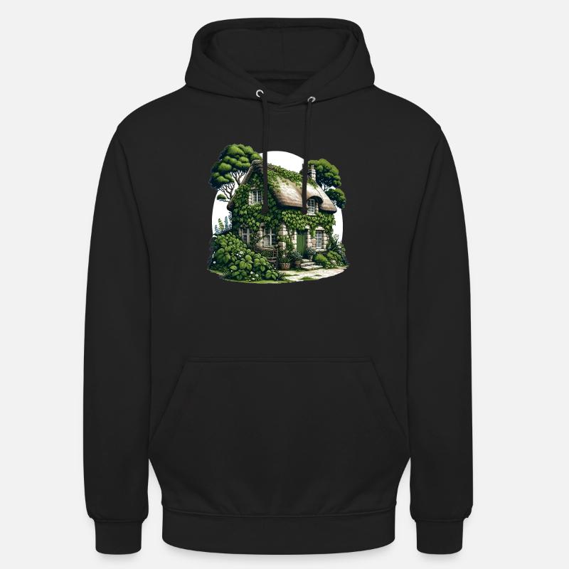Cabane rustique en pierre - Sweat-shirt à capuche unisexe - noir