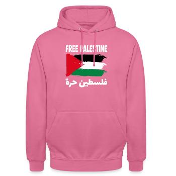 FREE PALESTINE Flag ARABIC Free Gaza Jerusalem Mos - Unisex Hoodie - pink - Front - Alina (178cm) & Michal (187cm)