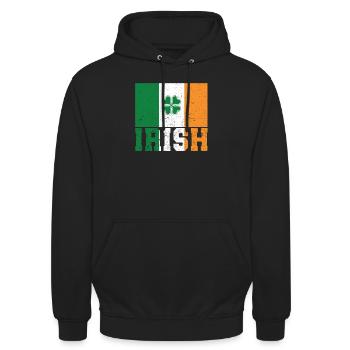Patriotische irische Flagge Irland Kleeblatt - Unisex Hoodie - Schwarz - Vorne - Alina (178cm) & Michal (187cm)