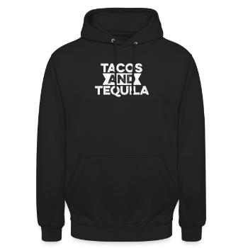Tacos Tequila T-Shirt Drôle Boisson Alcoolisée Mexicaine - Sweat-shirt à capuche unisexe - noir - Devant - Alina (178cm) & Michal (187cm)