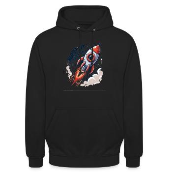Cartoon Rocket - Début de l’aventure - Sweat-shirt à capuche unisexe - noir - Devant - Alina (178cm) & Michal (187cm)