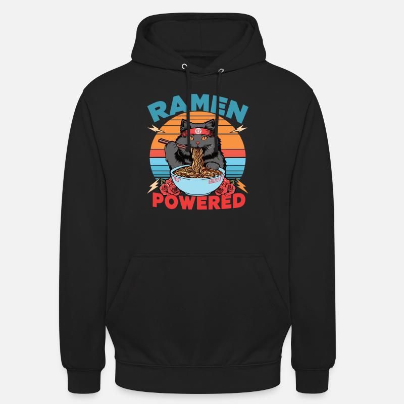 Ramen Powered Cat , bunt - Unisex Hoodie - Schwarz