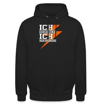 Ich Bremse Nicht Ich Rekuperiere - Unisex Hoodie - Schwarz - Vorne - Alina (178cm) & Michal (187cm)