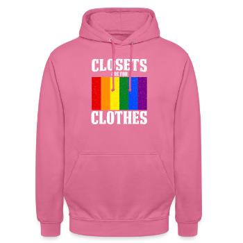 Vintage Rainbow Flag Closets Are For Clothes Pride - Unisex Hoodie - pink - Front - Alina (178cm) & Michal (187cm)