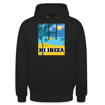 Hi Ibiza, Ibiza Beach - Unisex Hoodie - black - Front - Alina (178cm) & Michal (187cm)
