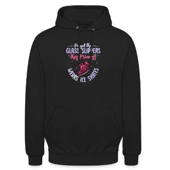 Princesse de la patinoire : patins par-dessus pantoufles - Sweat-shirt à capuche unisexe - noir - Devant - Alina (178cm) & Michal (187cm)