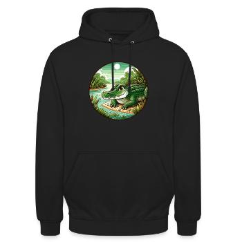 Krokodil, Alligator - Unisex Hoodie - Schwarz - Vorne - Alina (178cm) & Michal (187cm)