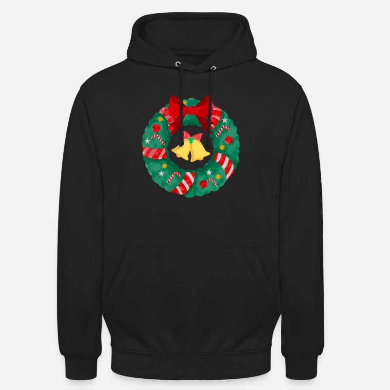 Weihnachtskranz mit Glocken - Unisex Hoodie - Schwarz