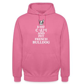 Keep Calm And Pet French Bulldog Dog Owner Frenchi - Unisex Hoodie - Pink - Vorne - Alina (178cm) & Michal (187cm)
