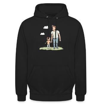Vater und Sohn - Unisex Hoodie - Schwarz - Vorne - Alina (178cm) & Michal (187cm)