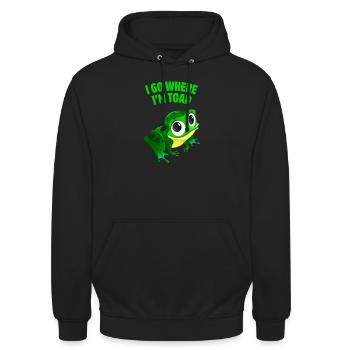 Je vais où je suis crapaud drôle grenouille mignonne humour animal - Sweat-shirt à capuche unisexe - noir - Devant - Alina (178cm) & Michal (187cm)
