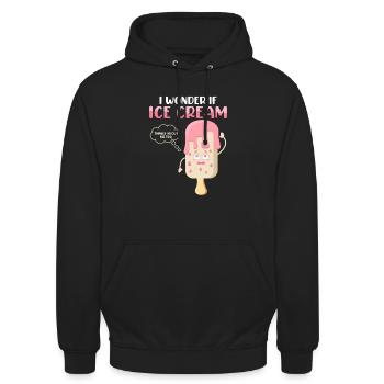 I Wonder If Ice Cream Thinks About Me Too Summer S - Unisex Hoodie - Schwarz - Vorne - Alina (178cm) & Michal (187cm)