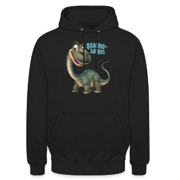 DINOSAURIER, BRACHIO SAURUS - Unisex Hoodie - Schwarz - Vorne - Alina (178cm) & Michal (187cm)