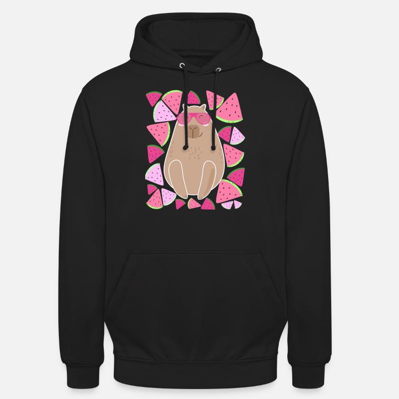 CAPYBARA- PASTÈQUE - ÉTÉ- LUNETTES - Sweat-shirt à capuche unisexe - noir