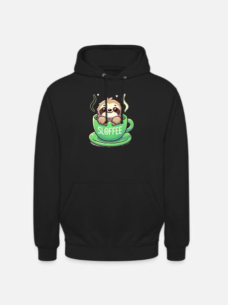 Cute Sloth Coffee Lover - Unisex Hoodie - black
