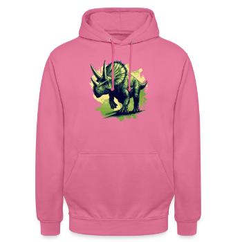 Triceratops in action - Unisex Hoodie - Pink - Vorne - Alina (178cm) & Michal (187cm)