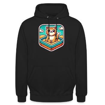Cute Cat sitting in the sandbox - Unisex Hoodie - black - Front - Alina (178cm) & Michal (187cm)