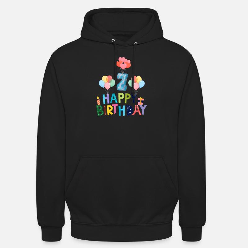 Joyeux anniversaire, 7e anniversaire. - Sweat-shirt à capuche unisexe - noir