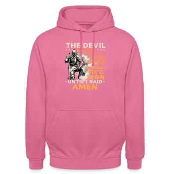 The Devil Saw Me With My Head Down - Christian - Unisex Hoodie - pink - Front - Alina (178cm) & Michal (187cm)