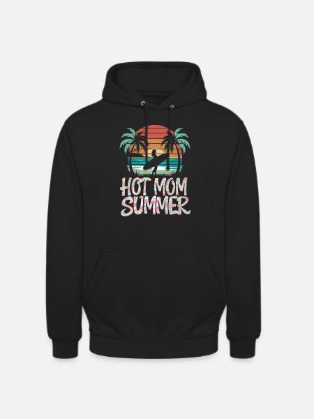 Hot Mom Summer - Surf - Unisex Hoodie - black