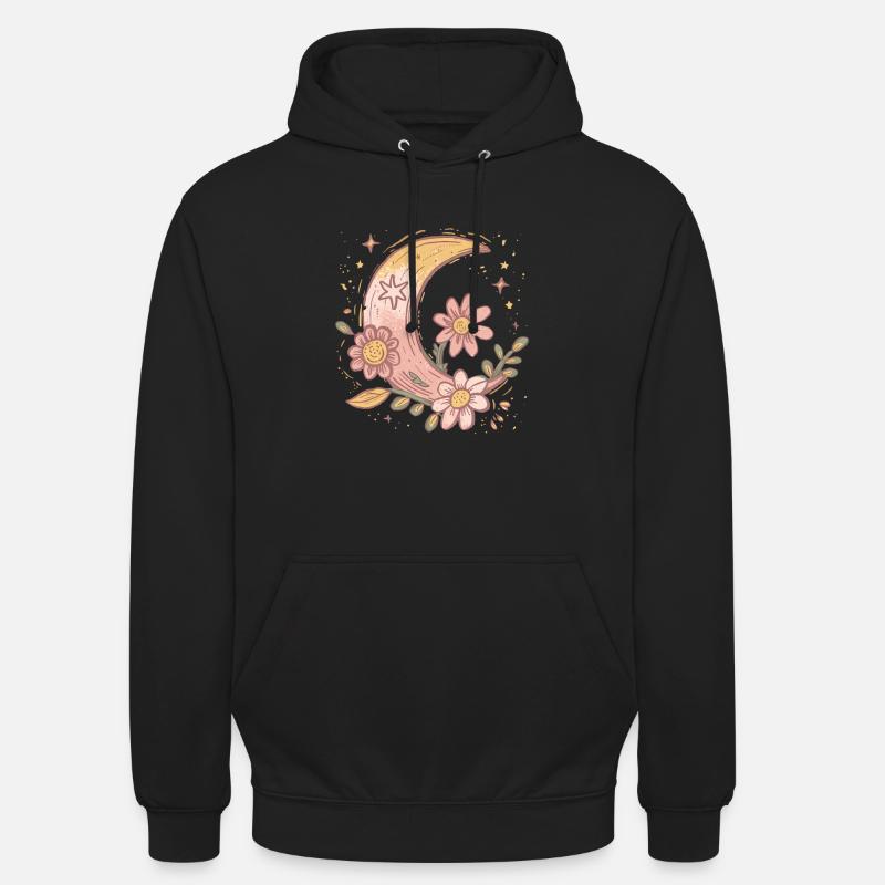 Boho Lune et Fleurs - Sweat-shirt à capuche unisexe - noir