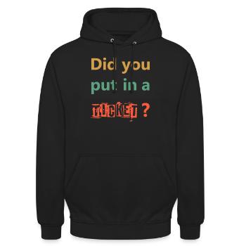 DID YOU PUT IN A TICKET – IT Admin PC Humor Witze - Unisex Hoodie - Schwarz - Vorne - Alina (178cm) & Michal (187cm)