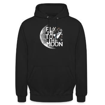 Un astronaute s’envole vers la lune Un astronaute s’envole vers la lune - Sweat-shirt à capuche unisexe - noir - Devant - Alina (178cm) & Michal (187cm)