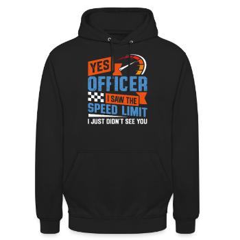 Witziges Speed Limit Polizei Spruchmotiv - Unisex Hoodie - Schwarz - Vorne - Alina (178cm) & Michal (187cm)
